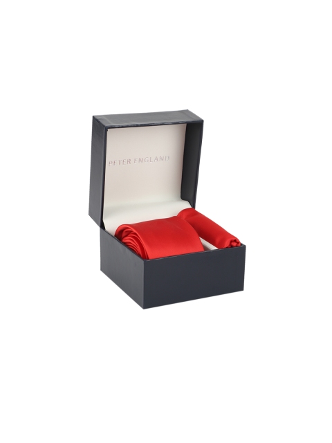 

Peter England Men Red Tie & Pocket Square Accessory Gift Set