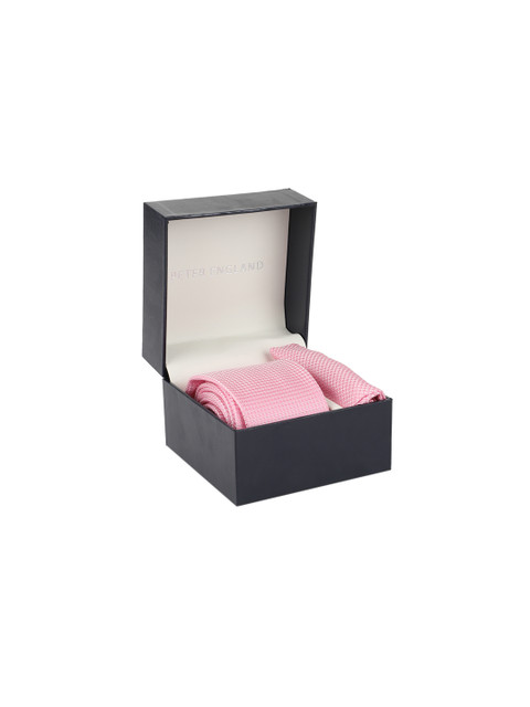 

Peter England Men Pink & Yellow Tie & Pocket Square Accessory Gift Set