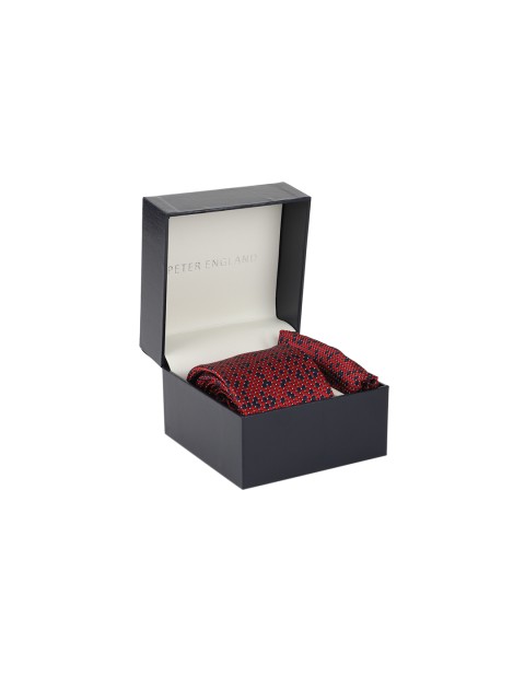 

Peter England Men Red & Blue Tie & Pocket Square Accessory Gift Set
