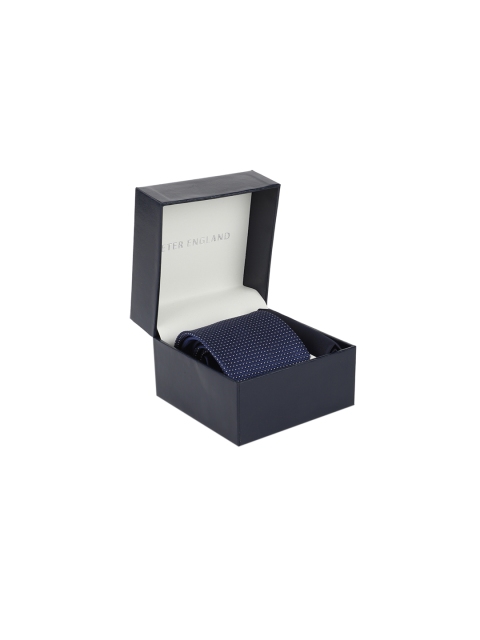 

Peter England Men Navy Blue Tie & Pocket Square Accessory Gift Set