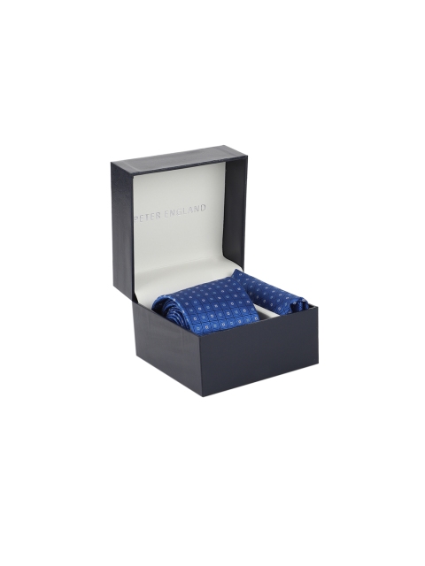

Peter England Men Blue Tie & Pocket Square Accessory Gift Set