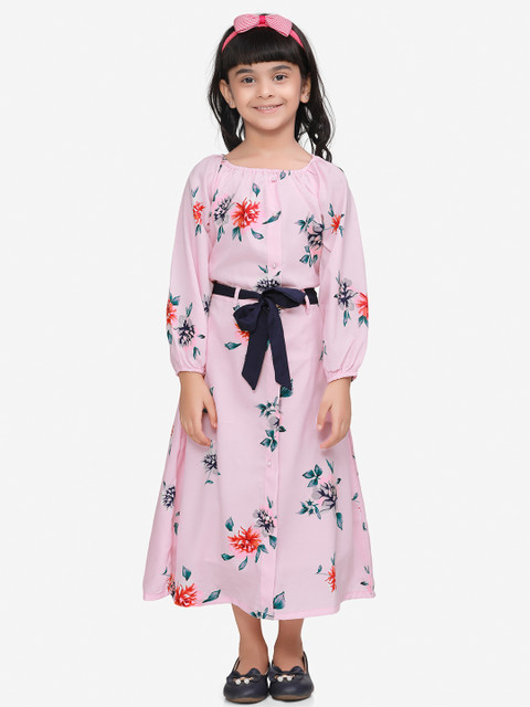 

LilPicks Girls Pink Printed A-Line Dress