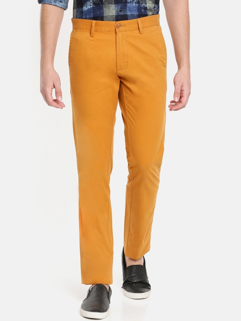 

JDC Men Mustard Yellow Regular Fit Solid Regular Trousers