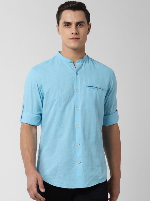

Peter England Casuals Men Blue Slim Fit Solid Casual Shirt