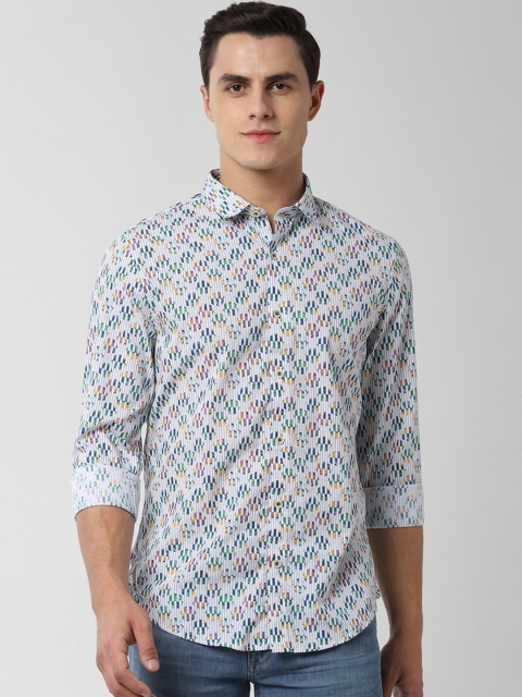 

Peter England Casuals Men Blue & Multicoloured Slim Fit Printed Casual Shirt