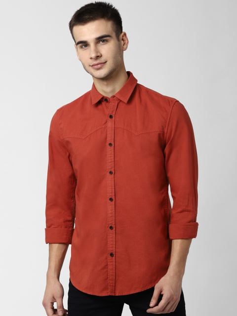 

Peter England Casuals Men Orange Slim Fit Solid Casual Shirt