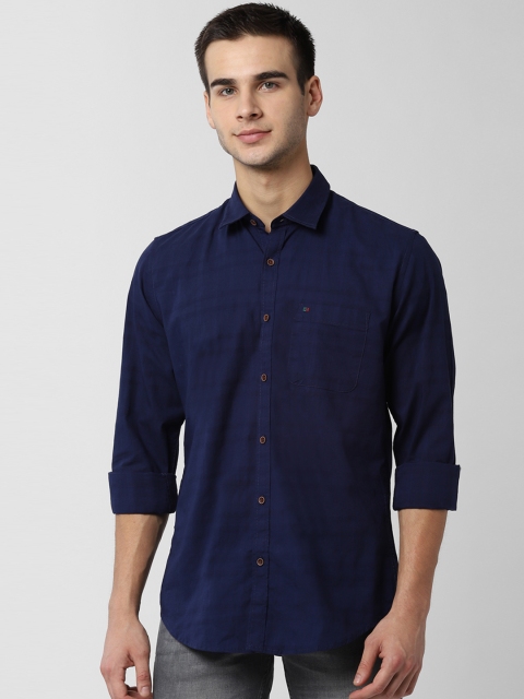 

Peter England Casuals Men Navy Blue Slim Fit Checked Casual Shirt