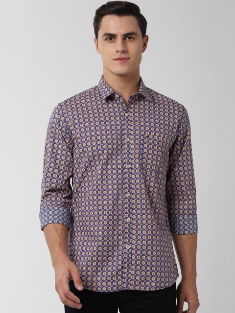

Peter England Casuals Men Blue & Beige Slim Fit Printed Casual Shirt