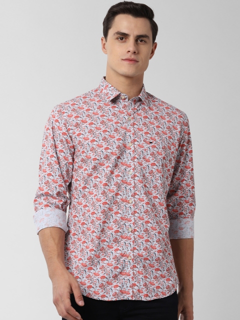 

Peter England Casuals Men Red & White Slim Fit Floral Printed Casual Shirt