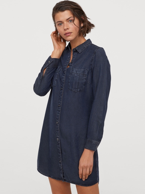 

H&M Women Blue Regular Fit Solid Casual Shirt