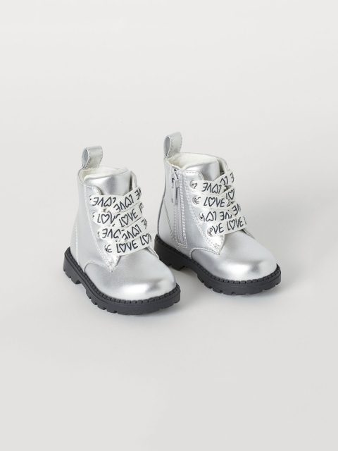

H&M Girls Silver-Toned Fleece-Lined Boots