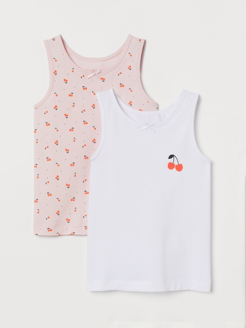 

H&M Girls 2 Pack Vest Tops, White