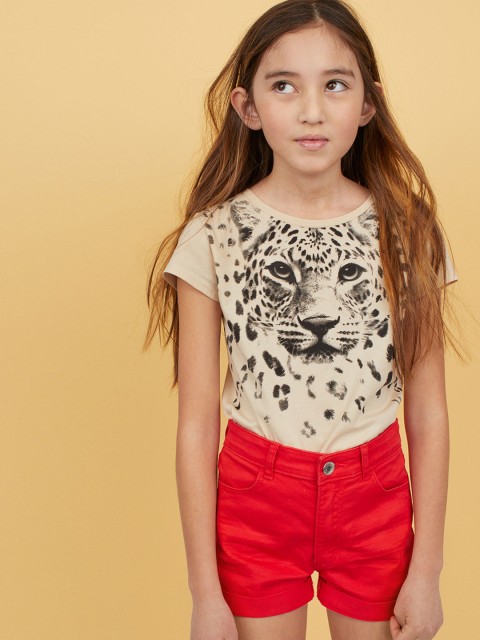 

H&M Girls Beige Printed jersey top