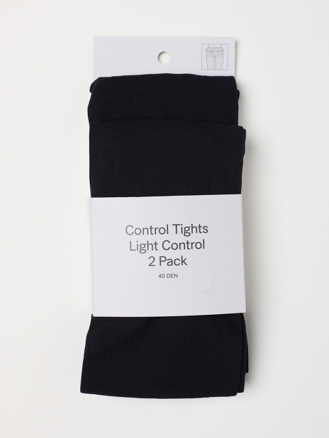 

H&M Women 2-Pack Control-Top Tights, Black