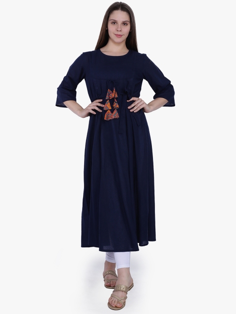 

MomToBe Women Navy Blue Solid Maternity Anarkali Kurta