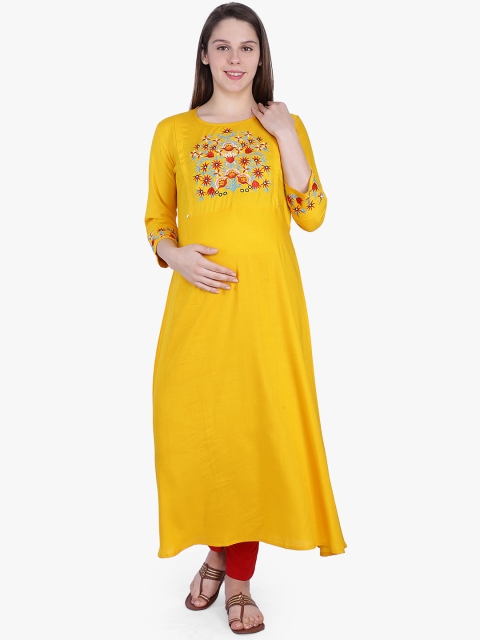 

MomToBe Women Yellow Yoke Design Maternity Anarkali Kurta