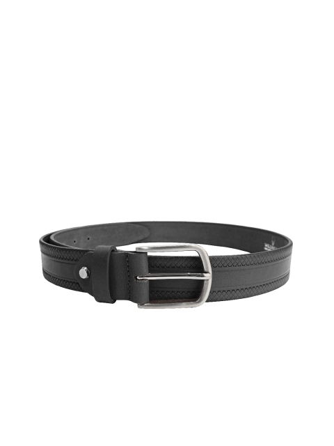 

WildHorn Men Black Woven Design Leather Belt