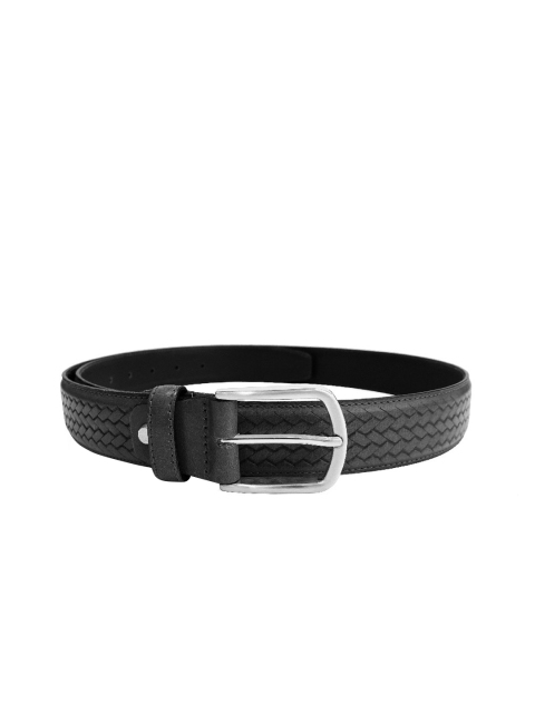 

WildHorn Men Black Woven Design Leather Belt