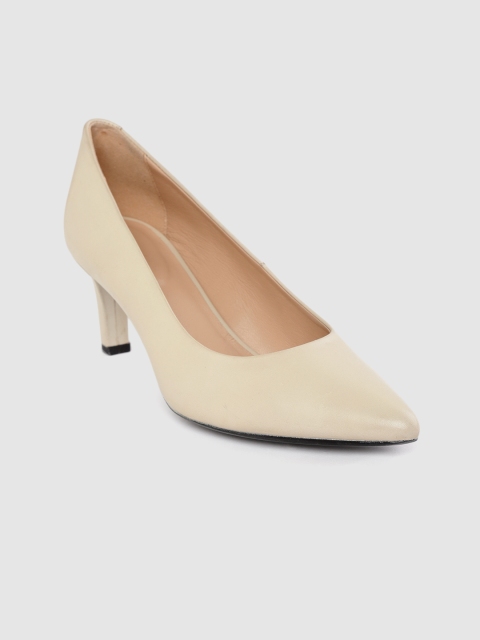 

Geox Women Beige Solid Leather Pumps