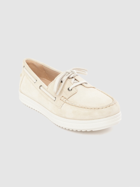 

Geox Women Cream-Coloured Leather Boat Shoes
