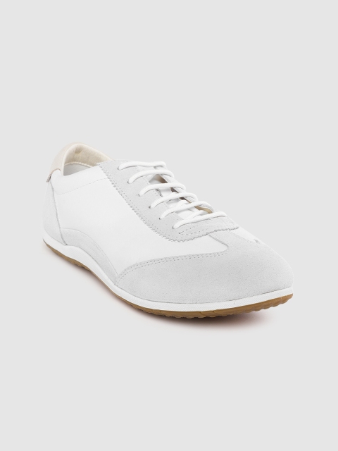 

Geox Women Off-White & Grey Leather Sneakers