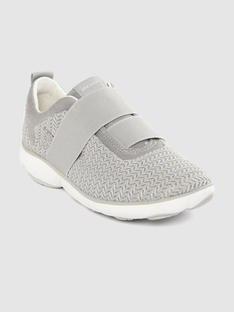 

Geox Women Grey Woven Design Slip-On Sneakers