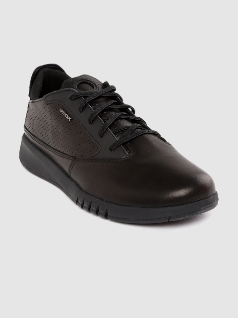 

Geox Men Black Leather Perforated Sneakers