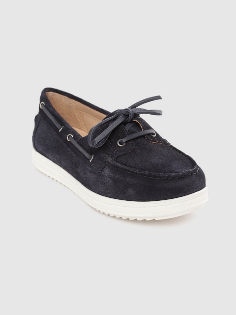 

Geox Women Navy Blue Solid Suede Boat Shoes