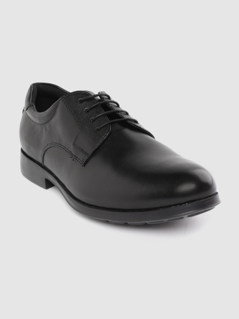 

Geox Men Black Solid Leather Formal Derbys