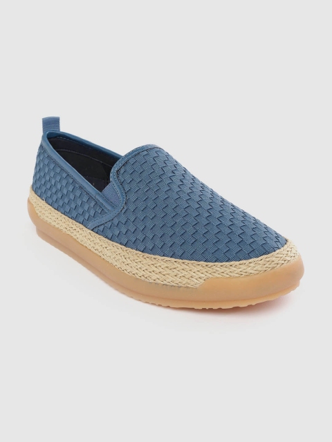 

Geox Men Blue Basketweave Espadrille Style Slip-On Sneakers