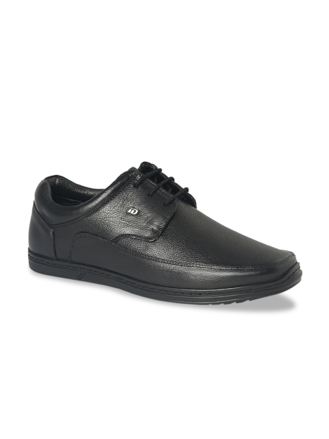 

ID Men Black Solid Genuine Leather Formal Derbys