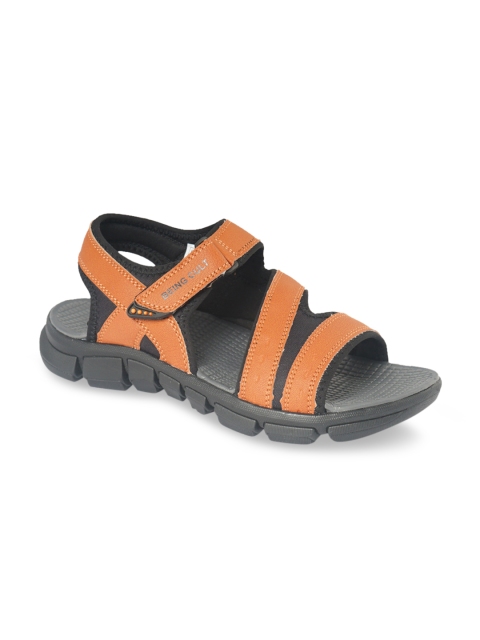 

ID Men Orange & Black Leather Sports Sandals