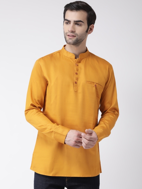 

SG LEMAN Men Yellow Solid Straight Kurta