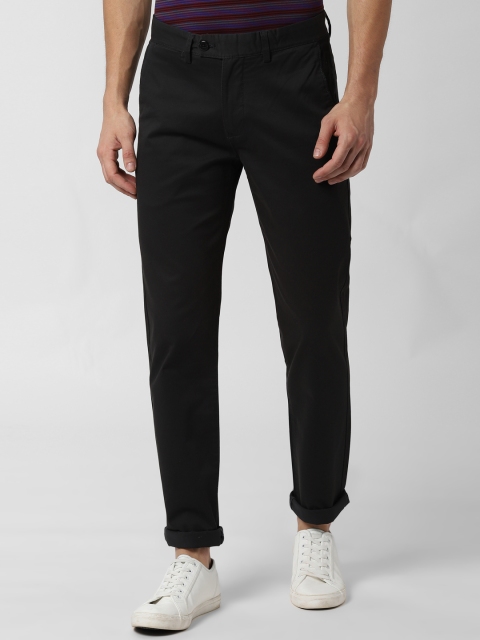 

Peter England Casuals Men Black Slim Fit Solid Regular Trousers