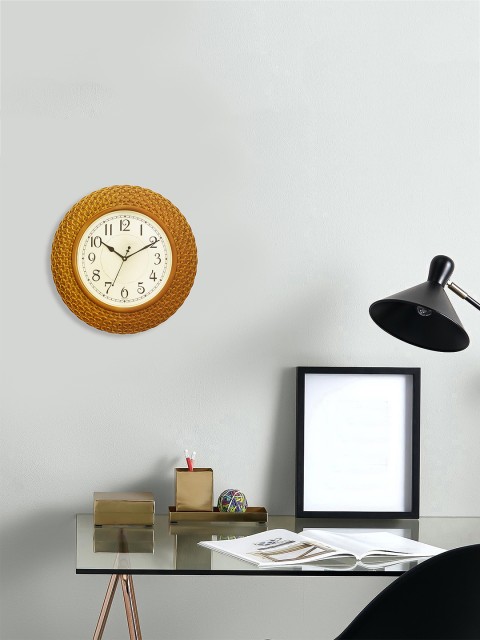 

eCraftIndia Beige Round Textured Analogue Wall Clock (40.64 x 40.64 x 12.5)