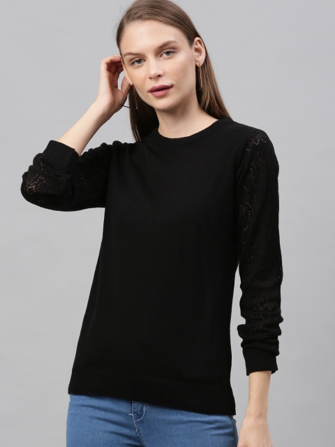 

Chemistry Women Black Solid Pullover Sweater