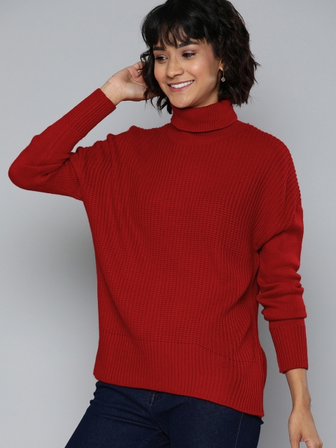 

Chemistry Women Red Solid Pullover Sweater