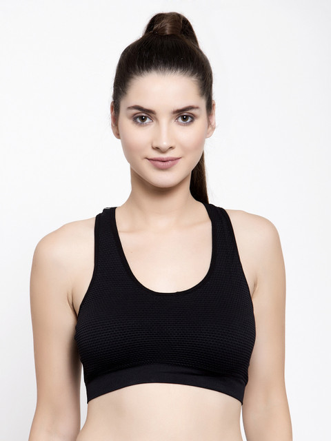 

GRACIT Black Solid Non-Wired Lightly Padded Sports Bra PW561523-01-30B