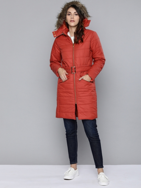 

Chemistry Women Rust Orange Solid Parka Jacket