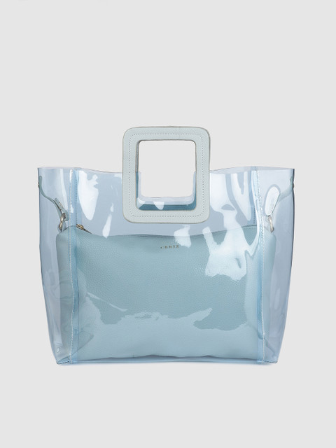 

CERIZ Blue Transparent Solid Handheld Bag With Pouch