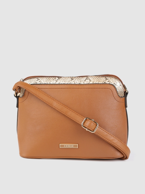 

CERIZ Tan Solid Sling Bag