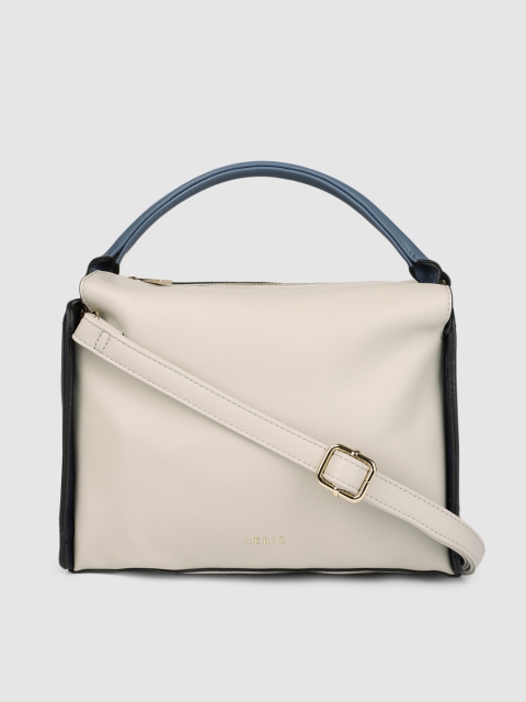 

CERIZ Grey & Blue Colourblocked Handheld Bag
