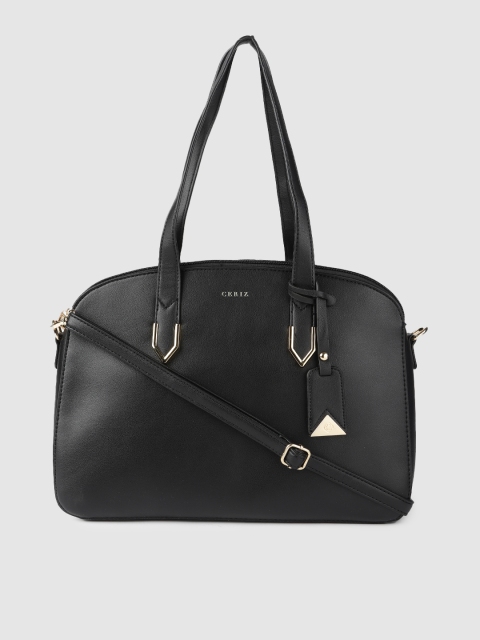 

CERIZ Black Solid Handheld Bag With Detachable Sling Strap