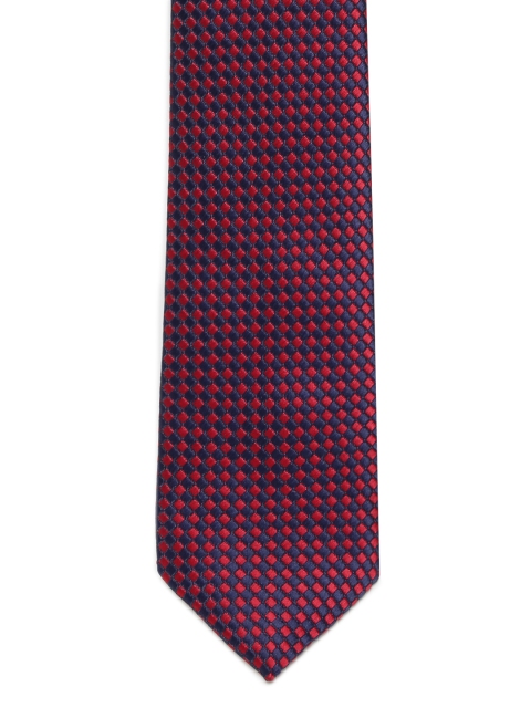 

INVICTUS Men Navy Blue & Pink Woven Design Broad Tie