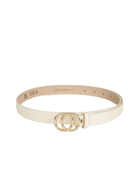 

Mast & Harbour Women White Textured Leather Belt