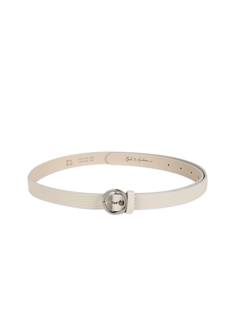 

Mast & Harbour Women Cream-Coloured Textured Leather Belt