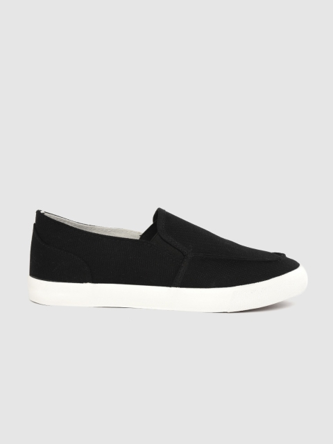 

Mast & Harbour Men Black Solid Slip-On Sneakers