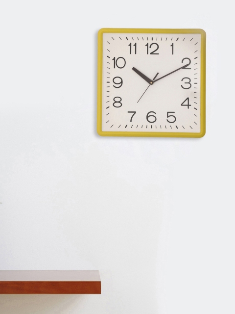 

eCraftIndia Yellow Square Solid Analogue Wall Clock 32 cm x 32 cm