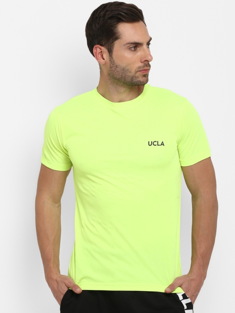 

UCLA Men Fluorescent Green Solid Round Neck T-shirt