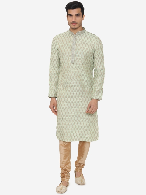 

Manyavar Men Green Self Design Kurta with Churidar